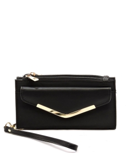 Fashion Nylon Bifold Envelope Wallet Wristlet NP042 BLACK